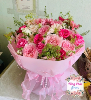 Hoa hồng bó dễ thương nhẹ nhàng