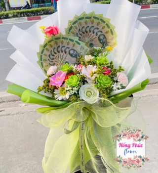 Hoa tiền bó xanh lá
