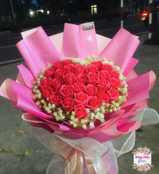Bó sáp tim Hồng tuyệt đẹp tặng mẹ tặng vợ tặng người yêu ngày phụ nữ 