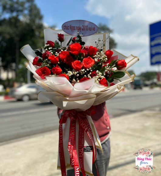 Bó hoa Hồng đỏ siêu to, rực rỡ ở Tân Uyên, Bình Dương 